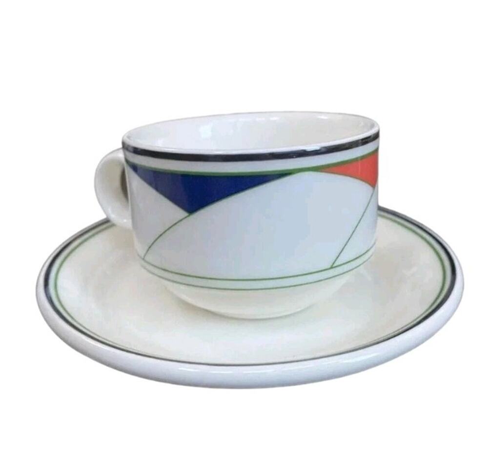 Villeroy & Boch Trio Demitasse Cup Saucer Set Memphis Art Deco Postmodern